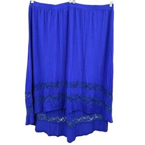 NY Collection Midi Skirt Plus Size 3X Pull On Hi-Lo Cobalt Blue Jersey Knit NEW
